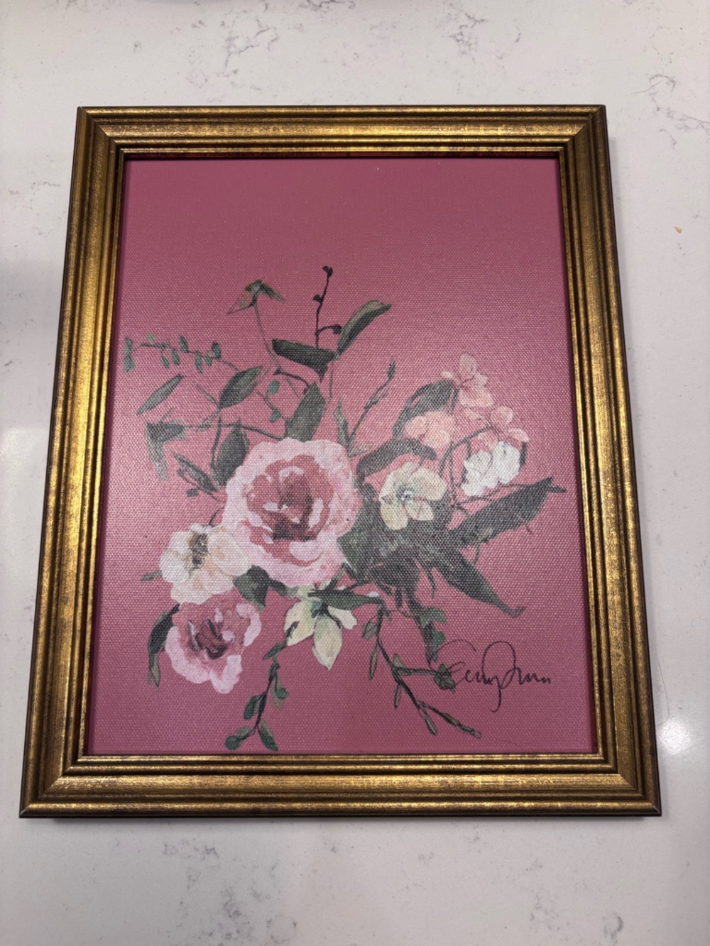 Framed Pink Floral Wall Art